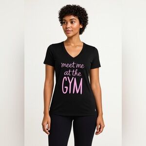 Danskin now graphic black 4-6 short sleeves pink